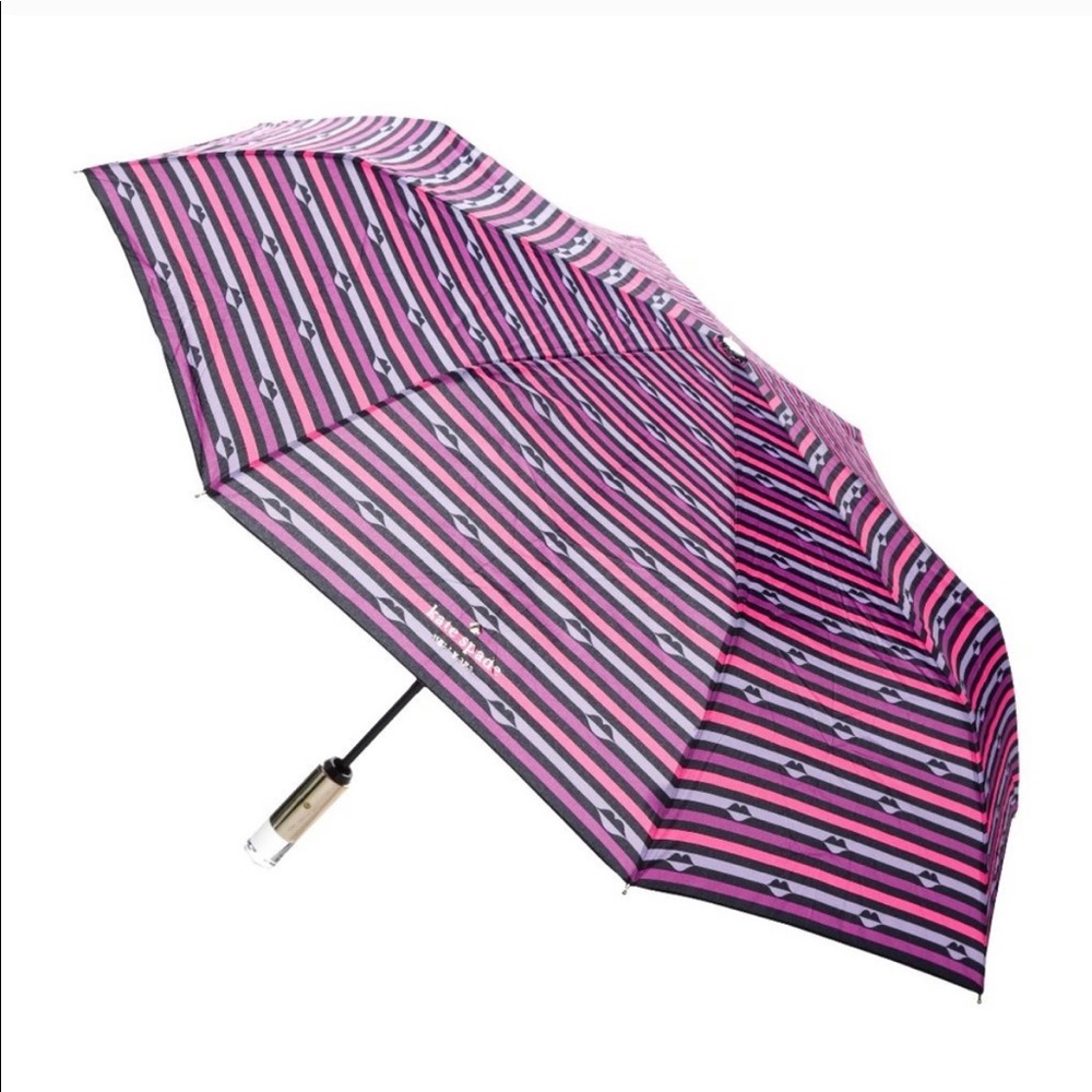 NWT KATE SPADE LIPS STRIPE MULTI COLOR UMBRELLA